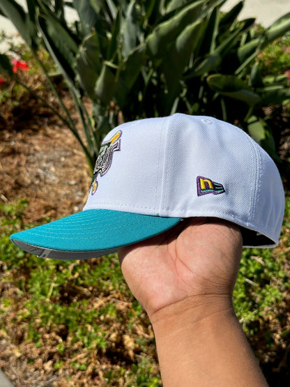 NEW ERA 59FIFY WHITE/TURQUOISE ANAHEIM ANGELS W/ 50TH ANNIVERSARY SIDE PATCH