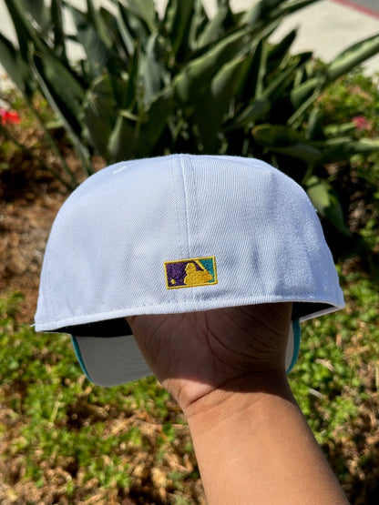 NEW ERA 59FIFY WHITE/TURQUOISE ANAHEIM ANGELS W/ 50TH ANNIVERSARY SIDE PATCH