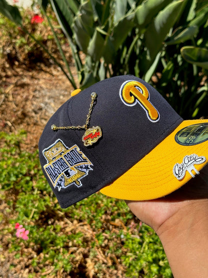 NEW ERA EXCLUSIVE 59FIFTY NAVY/YELLOW PHILADELPHIA PHILLIES W/ 1996 ALL STAR GAME PATCH