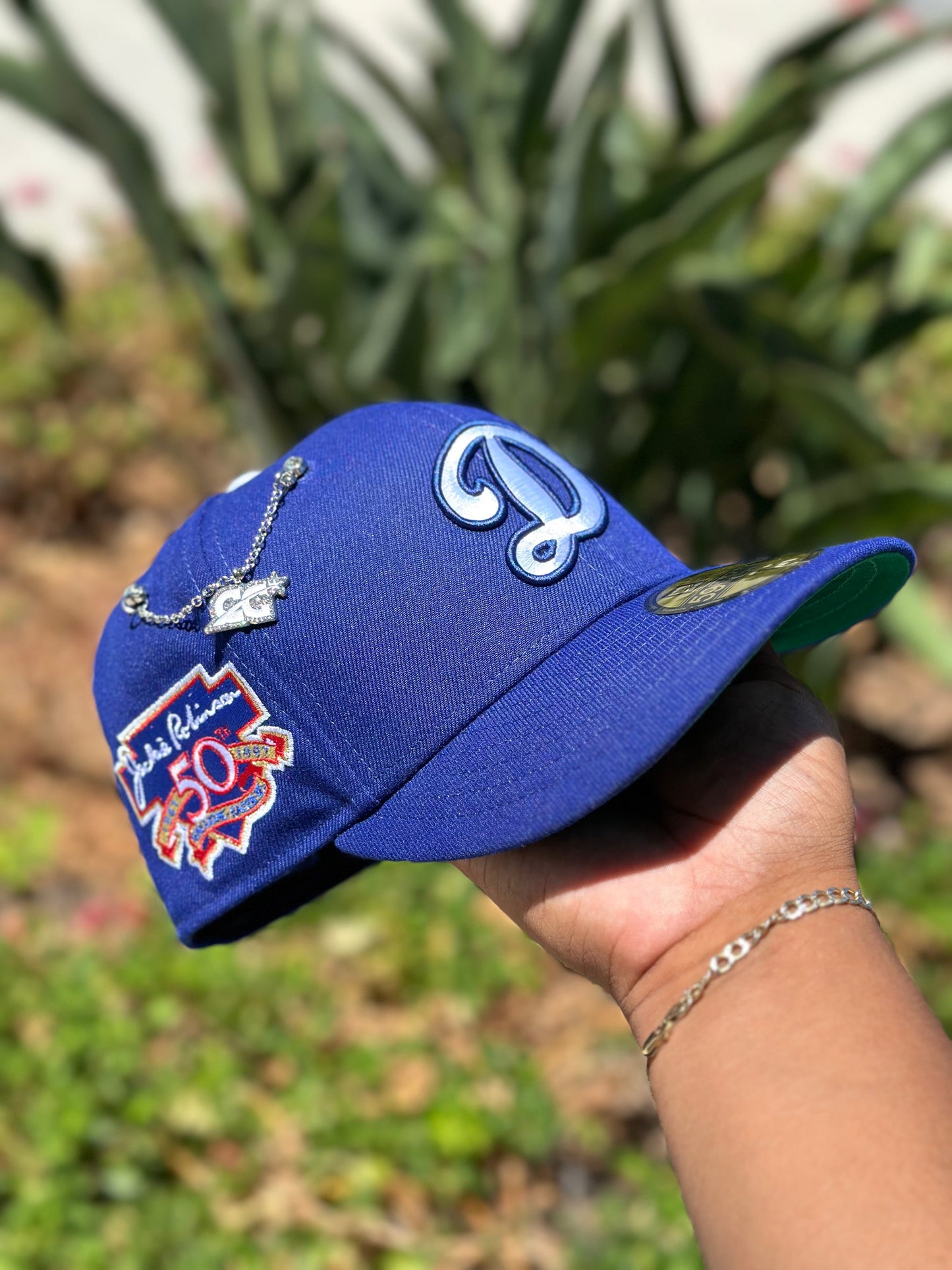 NEW ERA 59FIFTY BLUE LOS ANGELES DODGERS W/ 50TH ANNIVERSARY SIDE PATCH