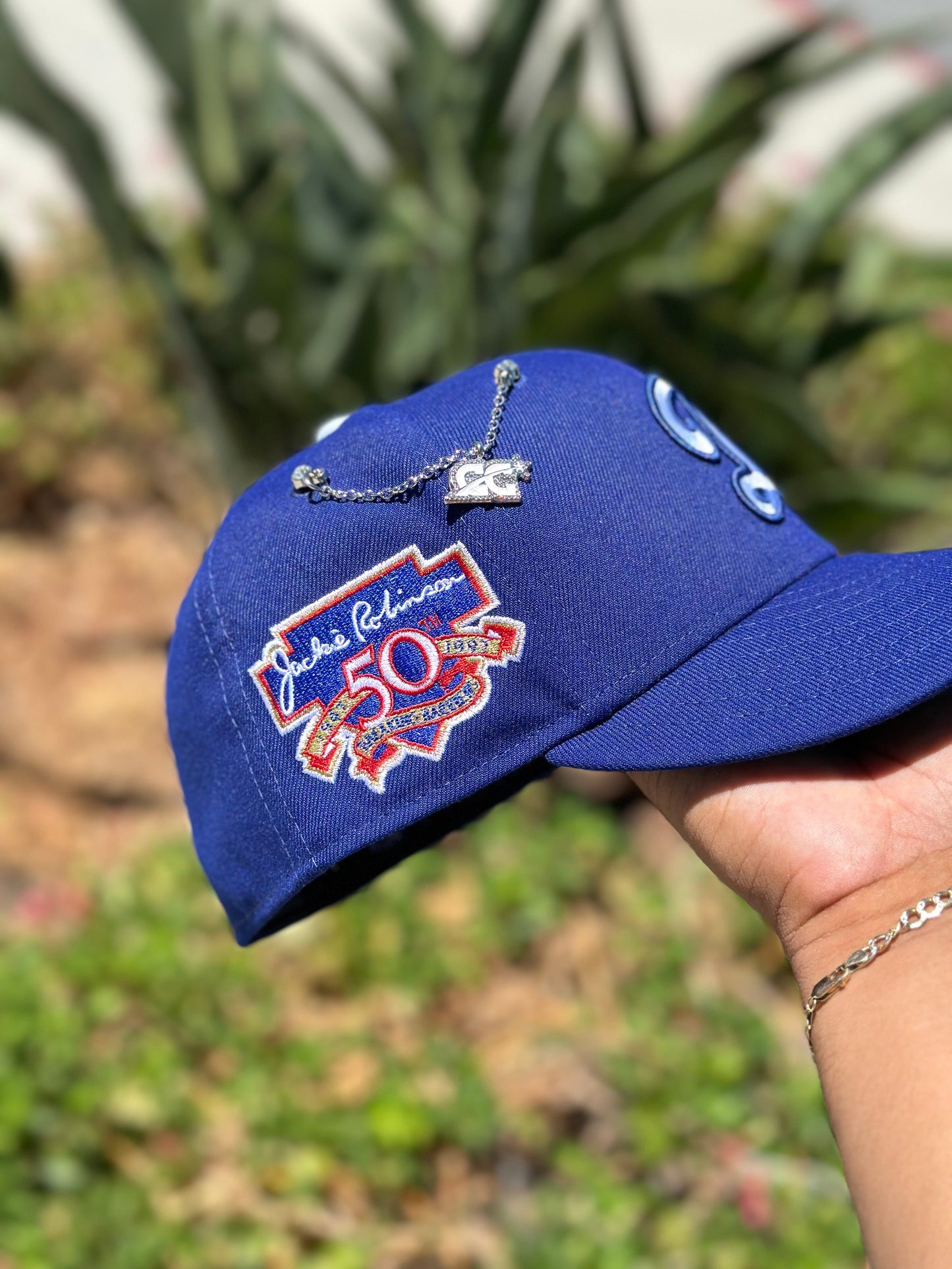 NEW ERA 59FIFTY BLUE LOS ANGELES DODGERS W/ 50TH ANNIVERSARY SIDE PATCH