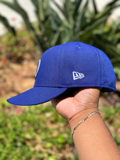 NEW ERA 59FIFTY BLUE LOS ANGELES DODGERS W/ 50TH ANNIVERSARY SIDE PATCH