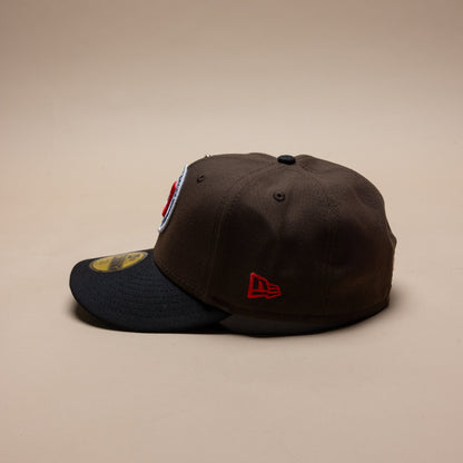 NEW ERA EXCLUSIVE 59FIFTY MOCHA/BLACK "CLUB CRUZ AZUL" W/ MEXICO FLAG SIDE PATCH