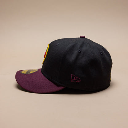 NEW ERA EXCLUSIVE 59FIFTY BLACK/BURGUNDY "CLUB AMERICA" W/ MEXICO FLAG SIDE PATCH