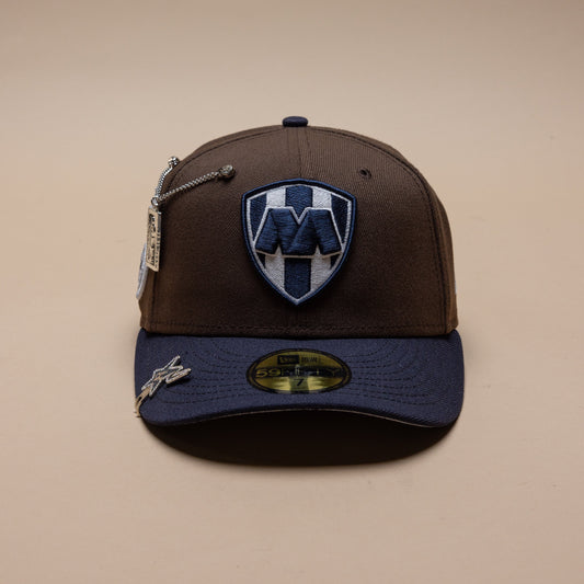 NEW ERA EXCLUSIVE 59FIFTY MOCHA/NAVY "CLUB MONTERREY" W/ CLUB DE FUTBOL MONTERREY SIDE PATCH
