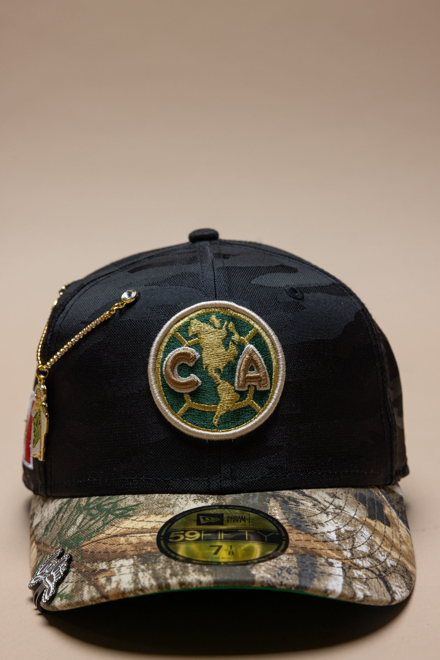 NEW ERA EXCLUSIVE 59FIFTY BLACK CAMO/REALTREE "CLUB AMERICA" W/ MEXICO FLAG SIDE PATCH