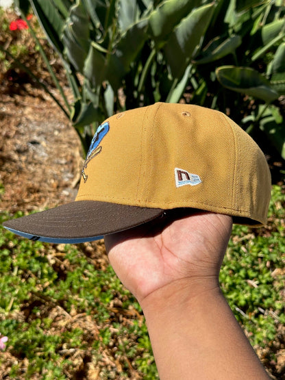 NEW ERA EXCLUSIVE 59FIFTY TAN/WALNUT OAKLAND ATHLETICS W/ 40TH ANNIVERSARY SIDE PATCH