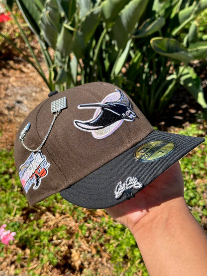 NEW ERA EXCLUSIVE 59FIFTY MOCHA/BLACK TAMPA BAY RAYS W/ 1998 INAUGURAL  SEASON SIDE PATCH