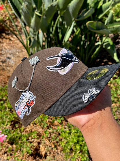 NEW ERA EXCLUSIVE 59FIFTY MOCHA/BLACK TAMPA BAY RAYS W/ 1998 INAUGURAL  SEASON SIDE PATCH