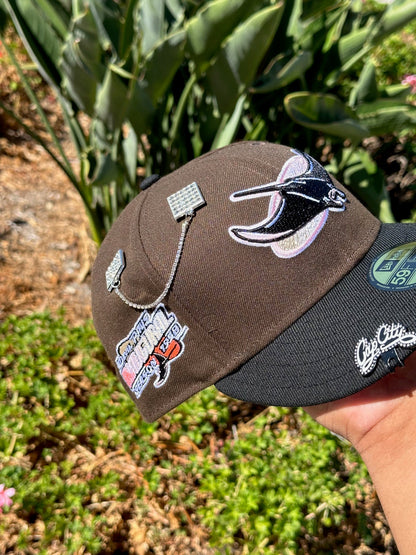 NEW ERA EXCLUSIVE 59FIFTY MOCHA/BLACK TAMPA BAY RAYS W/ 1998 INAUGURAL  SEASON SIDE PATCH