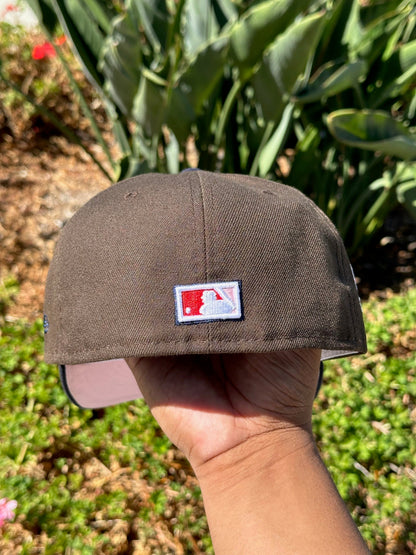NEW ERA EXCLUSIVE 59FIFTY MOCHA/NAVY LOS ANGELES DODGERS W/ 60TH ANNIVERSARY PATCH