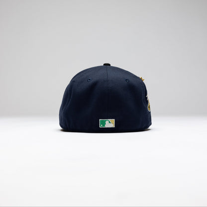 NEW ERA EXCLUSIVE 59FIFTY NAVY/BLACK MILWAUKEE BREWERS W/ ALL STAR GAME SIDE PATCH