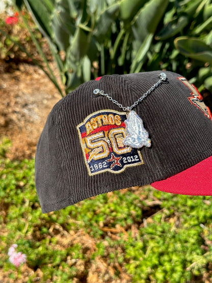 NEW ERA EXCLUSIVE 59FIFTY CORDUROY/RED HOUSTON ASTROS W/ 50TH ANNIVERSARY SEASON PATCH