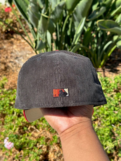 NEW ERA EXCLUSIVE 59FIFTY CORDUROY/RED HOUSTON ASTROS W/ 50TH ANNIVERSARY SEASON PATCH