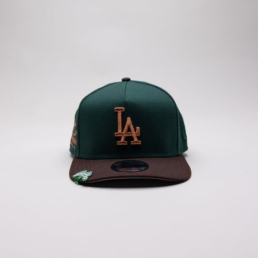 NEW ERA EXCLUSIVE 9FIFTY A-FRAME EMERALD GREEN/ BROWN LOS ANGELES DODGERS W/ DODGER STADIUM SIDE PATCH
