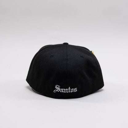 NEW ERA EXCLUSIVE 59FIFTY BLACK "SANTOS LAGUNA" W/ MEXICO FLAG SIDE PATCH