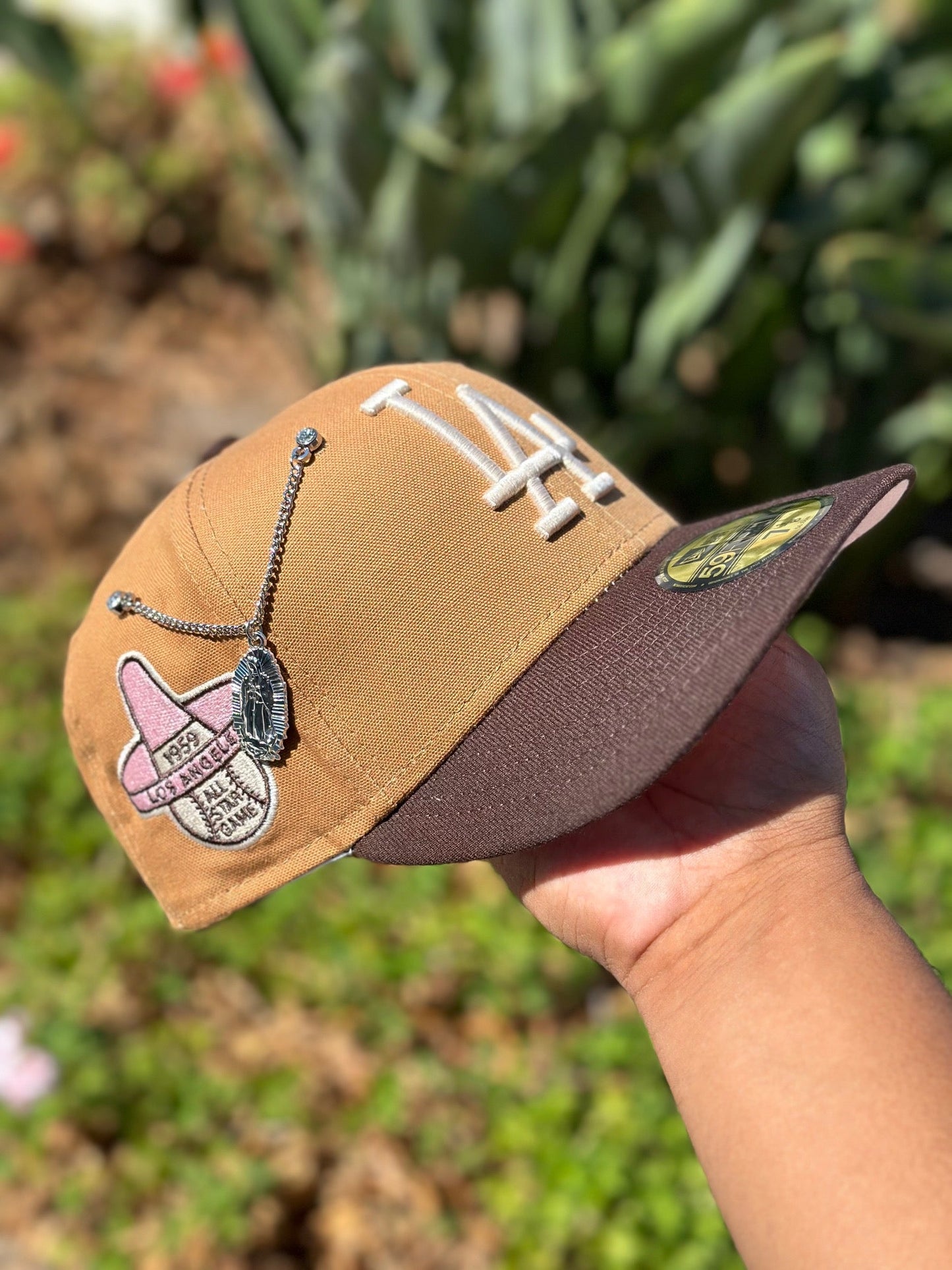 NEW ERA 59FIFTY TAN/WALNUT LOS ANGELES DODGERS W/ 1959 ALL STAR GAME SIDE PATCH