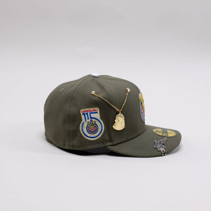 NEW ERA EXCLUSIVE 59FIFTY OLIVE GREEN "CHIVAS DE GUADALAJARA" W/ 115 ANNIVERSARY SIDE PATCH