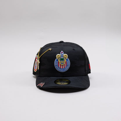 NEW ERA EXCLUSIVE 59FIFTY BLACK CAMO "CHIVAS DE GUADALAJARA" W/ 115 ANNIVERSARY SIDE PATCH