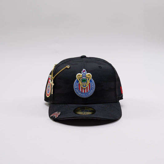 NEW ERA EXCLUSIVE 59FIFTY BLACK CAMO "CHIVAS DE GUADALAJARA" W/ 115 ANNIVERSARY SIDE PATCH