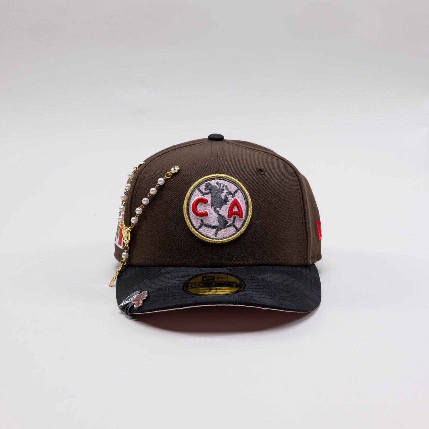 NEW ERA EXCLUSIVE 59FIFTY MOCHA/BLACK CAMO "CLUB AMERICA" W/ MEXICO FLAG SIDE PATCH