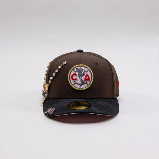 NEW ERA EXCLUSIVE 59FIFTY MOCHA/BLACK CAMO "CLUB AMERICA" W/ MEXICO FLAG SIDE PATCH