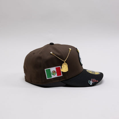 NEW ERA EXCLUSIVE 59FIFTY MOCHA/BLACK "SANTOS LAGUNA" W/ MEXICO FLAG SIDE PATCH