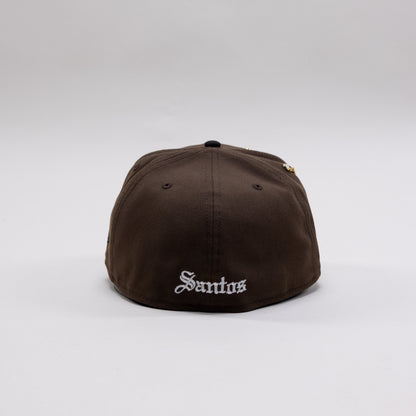 NEW ERA EXCLUSIVE 59FIFTY MOCHA/BLACK "SANTOS LAGUNA" W/ MEXICO FLAG SIDE PATCH
