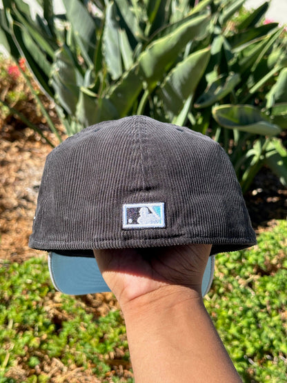 NEW ERA EXCLUSIVE 59FIFTY CORDUROY/GREY LOS ANGELES DODGERS W/ 40TH ANNIVERSARY PATCH SIDE PATCH