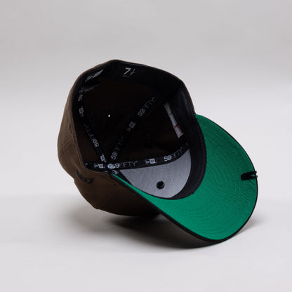 NEW ERA EXCLUSIVE 59FIFTY MOCHA/BLACK "SANTOS LAGUNA" W/ MEXICO FLAG SIDE PATCH