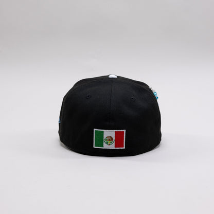 NEW ERA EXCLUSIVE 59FIFTY BLACK CHIVAS DE GUADALAJARA W/ 115TH ANIVERSARIO SIDE PATCH ICY UV