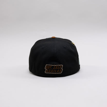 NEW ERA EXCLUSIVE 59FIFTY BLACK/WALNUT "CLUB AMERICA" W/ MEXICO FLAG SIDE PATCH