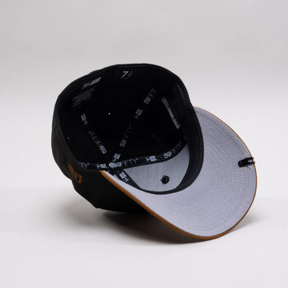NEW ERA EXCLUSIVE 59FIFTY BLACK/WALNUT "CLUB AMERICA" W/ MEXICO FLAG SIDE PATCH