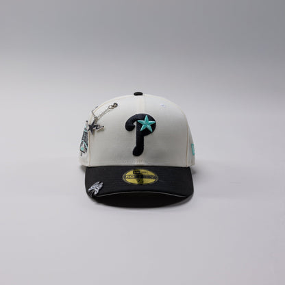 NEW ERA EXCLUSIVE 59FIFTY CHROME/ BLACK PHILADELPHIA PHILLIES W/ 1996 ALL STAR GAME SIDE PATCH