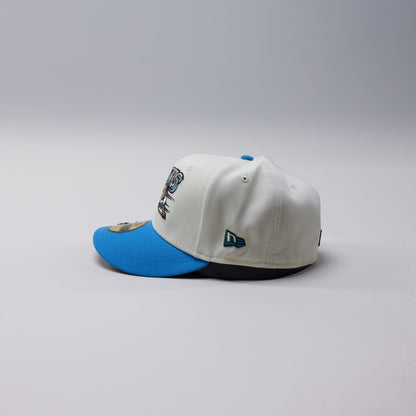 NEW ERA EXCLUSIVE 59FIFTY CHROME/ ICY BLUE BUFFALO BISONS W/ "BISONS" SIDE PATCH