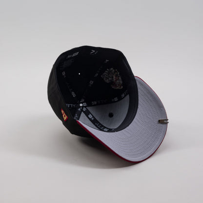 NEW ERA EXCLUSIVE 59FIFTY BLACK /BURGUNDY MEXICO W/ "EL GALLO" SIDE PATCH