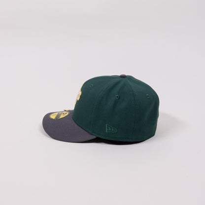NEW ERA EXCLUSIVE 59FIFTY FOREST GREEN/ GREY OAKLAND ATHLETICS W/ BATTLE OF BAY SIDE PATCH