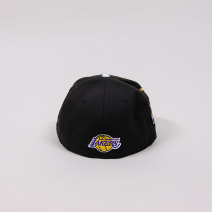 NEW ERA EXCLUSIVE 59FIFTY BLACK LOS ANGELES LAKERS FLAME LOGO W/ 1947 SIDE PATCH
