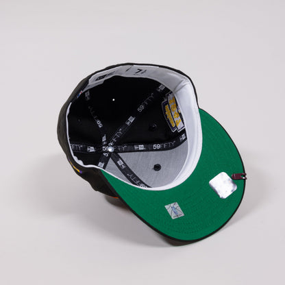 NEW ERA EXCLUSIVE 59FIFTY BLACK LOS ANGELES LAKERS FLAME LOGO W/ 1947 SIDE PATCH