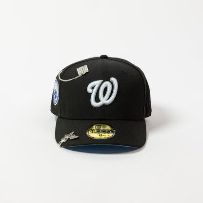 NEW ERA EXCLUSIVE 59FIFTY BLACK WASHINGTON NATIONALS W/ ANNIVERSARY SIDE PATCH