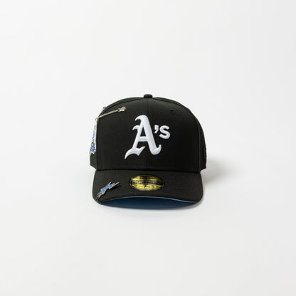 NEW ERA EXCLUSIVE 59FIFTY BLACK OAKLAND ATHLETICS W/ 1989 WORLD SERIES SIDE PATCH