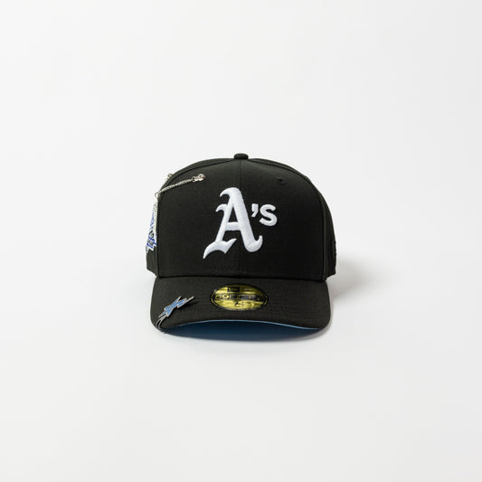 NEW ERA EXCLUSIVE 59FIFTY BLACK OAKLAND ATHLETICS W/ 1989 WORLD SERIES SIDE PATCH