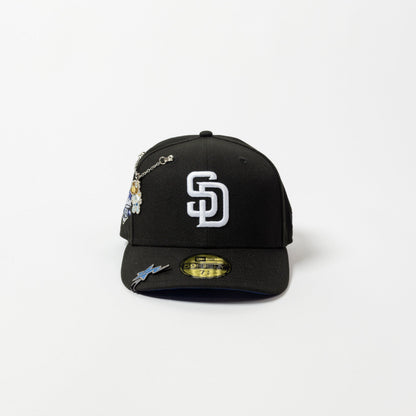 NEW ERA EXCLUSIVE 59FIFTY BLACK SAN DIEGO PADRES W/ 40TH ANNIVERSARY SIDE PATCH