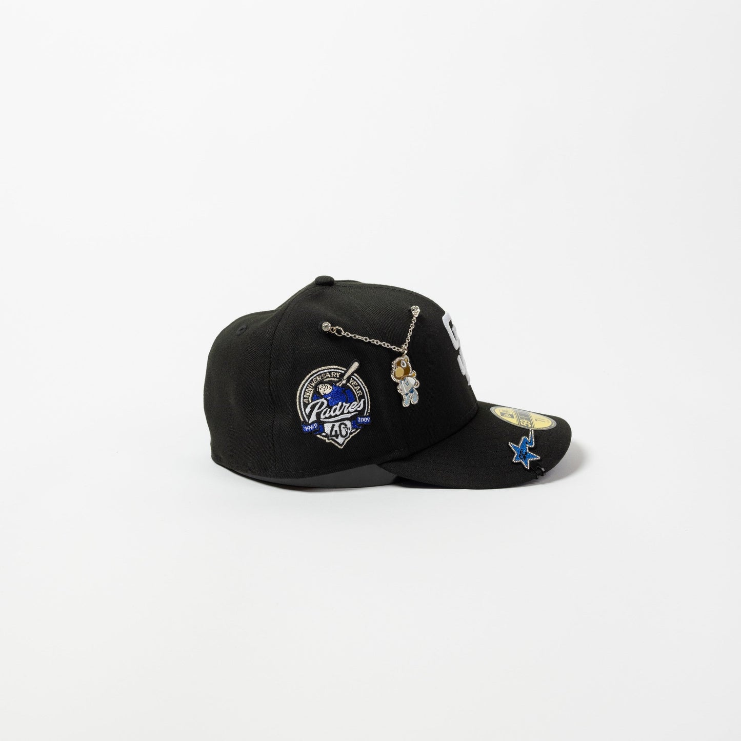 NEW ERA EXCLUSIVE 59FIFTY BLACK SAN DIEGO PADRES W/ 40TH ANNIVERSARY SIDE PATCH