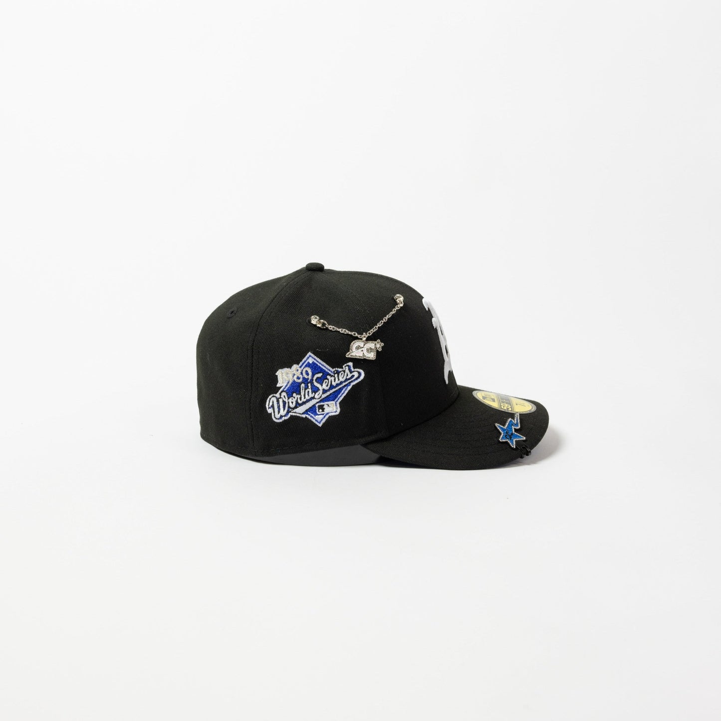 NEW ERA EXCLUSIVE 59FIFTY BLACK OAKLAND ATHLETICS W/ 1989 WORLD SERIES SIDE PATCH