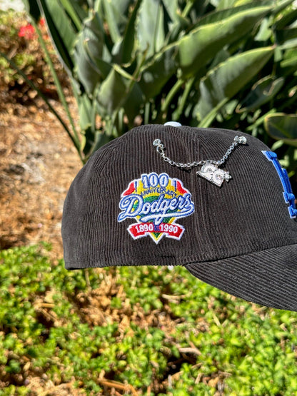 NEW ERA EXCLUSIVE 59FIFTY BLACK CORDUROY LOS ANGELES DODGERS W/ 100TH ANNIVERSARY SIDE PATCH