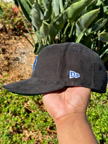 NEW ERA EXCLUSIVE 59FIFTY BLACK CORDUROY LOS ANGELES DODGERS W/ 100TH ANNIVERSARY SIDE PATCH