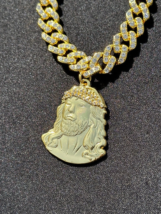*NEW GOLD "JESUS CHRIST" EXCLUSIVE ICED OUT CHAIN W/ RHINESTONES (VERY LIMITED)