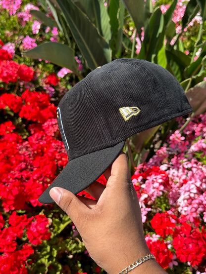 NEW ERA EXCLUSIVE 59FIFTY BLACK CORDUROY MEXICO W/ MEXICO FLAG SIDE PATCH