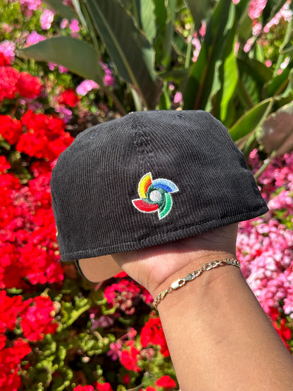 NEW ERA EXCLUSIVE 59FIFTY BLACK CORDUROY MEXICO W/ MEXICO FLAG SIDE PATCH